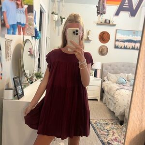 Madewell Deep Red Tiered Dress